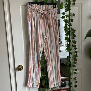 Joe B linen multi-color vertical striped pants
